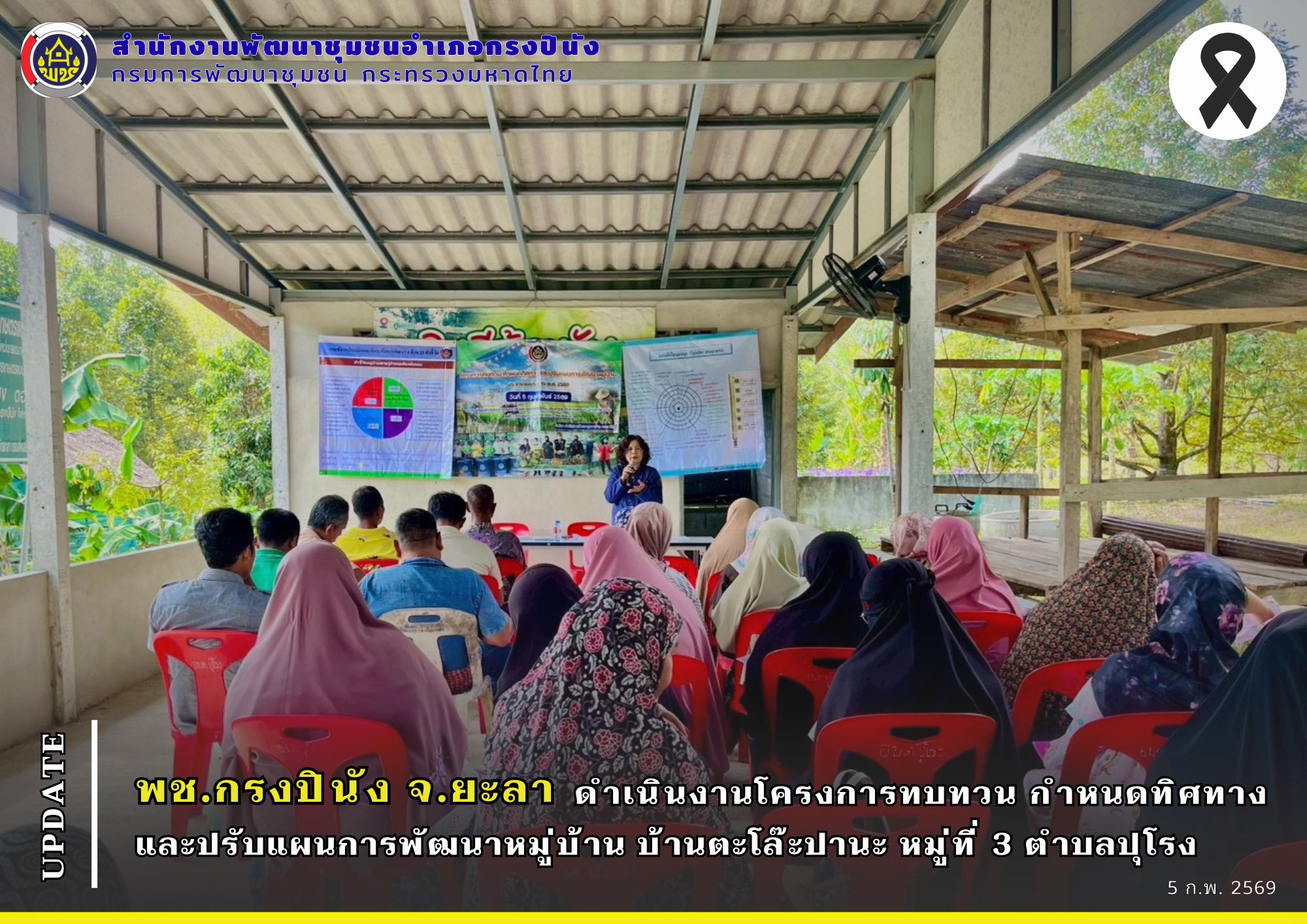 พช.กรงปินัง จ.ยะลา ดำเนินงานโครงการทบทวน กำหนดทิศทาง และปรับแผนการพัฒนาหมู่บ้าน